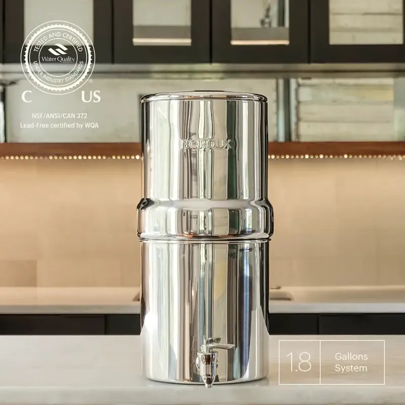 BOROUX® 1.8-Gallon Water Filter System - Polished Stainless Steel
