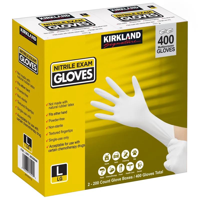 Kirkland Signature Nitrile Exam Gloves, 400-count, Size Large