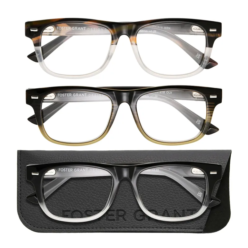 Design Optics by Foster Grant #818 Square Way Style Reading Glasses, 3-pack