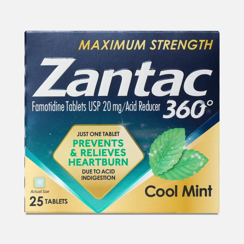 Zantac 360°® Maximum Strength Acid Reducer, 20 mg Tablets, Cool Mint, 25 ct.