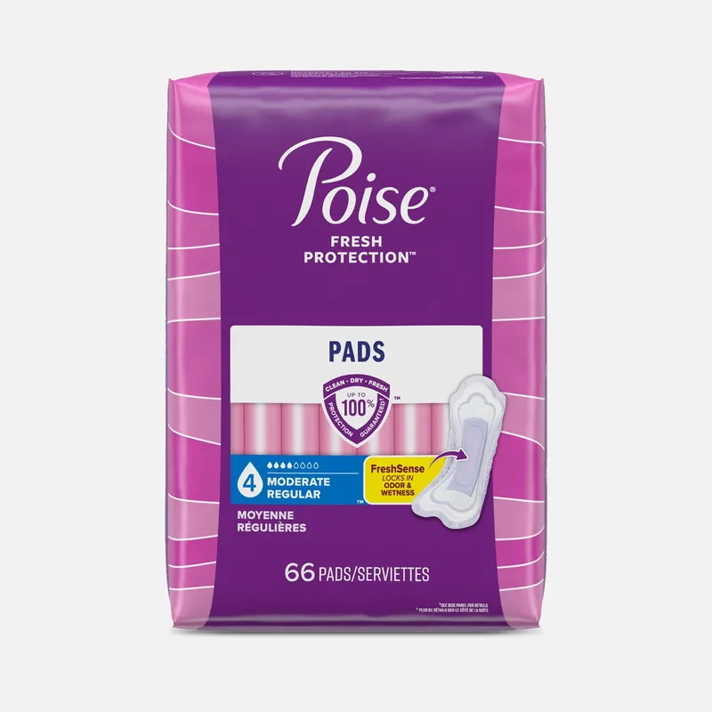 Poise Incontinence Pads, Moderate Regular, 66 ct.