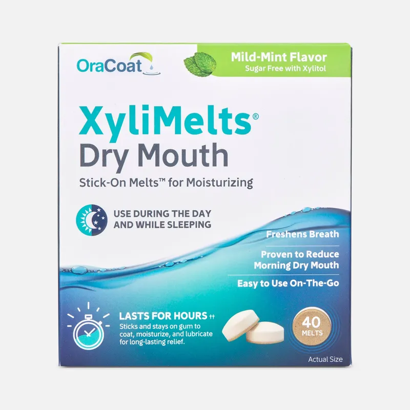 OraCoat XyliMelts Dry Mouth Stick-On Melts - Mild Mint, 40 ct.