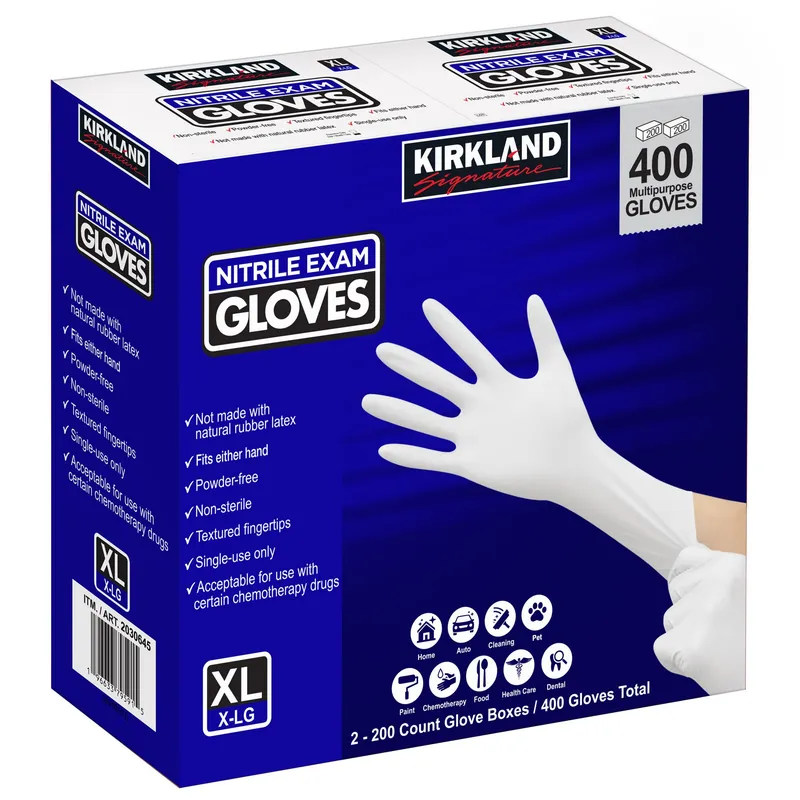Kirkland Signature Nitrile Exam Gloves, 400-count, Size Extra Large