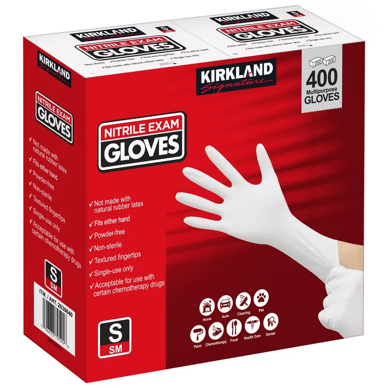 Kirkland Signature Nitrile Exam Gloves, 400-count, Size Small