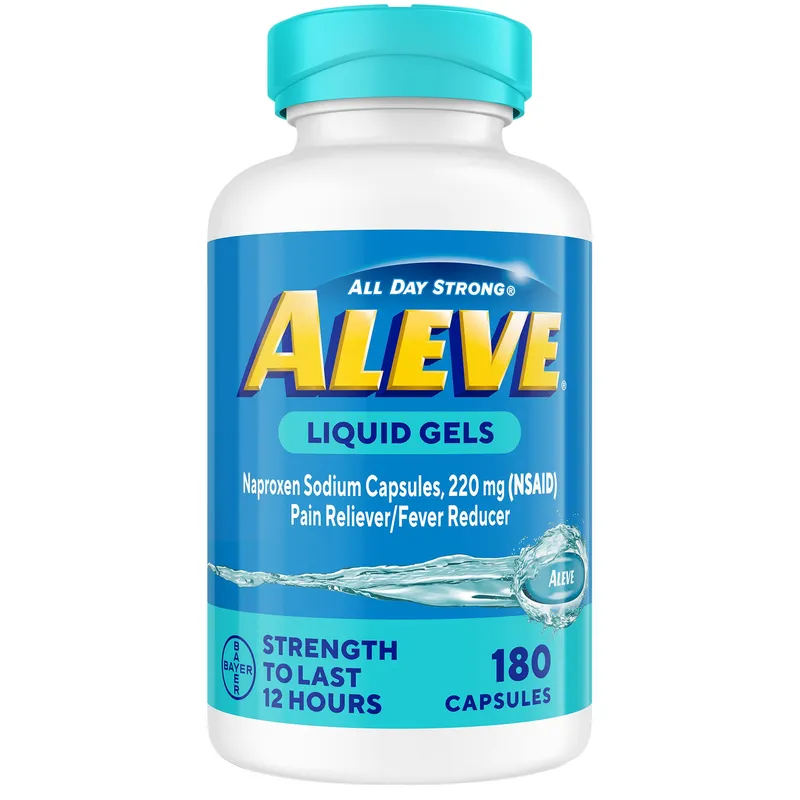 Aleve Naproxen Sodium 220 mg Pain Reliever, Fever Reducer, 180 Liquid Gel Capsules