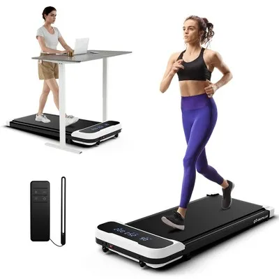 Costway 2.5HP Under Desk Treadmill for Home and Office Remote Control LED Display White