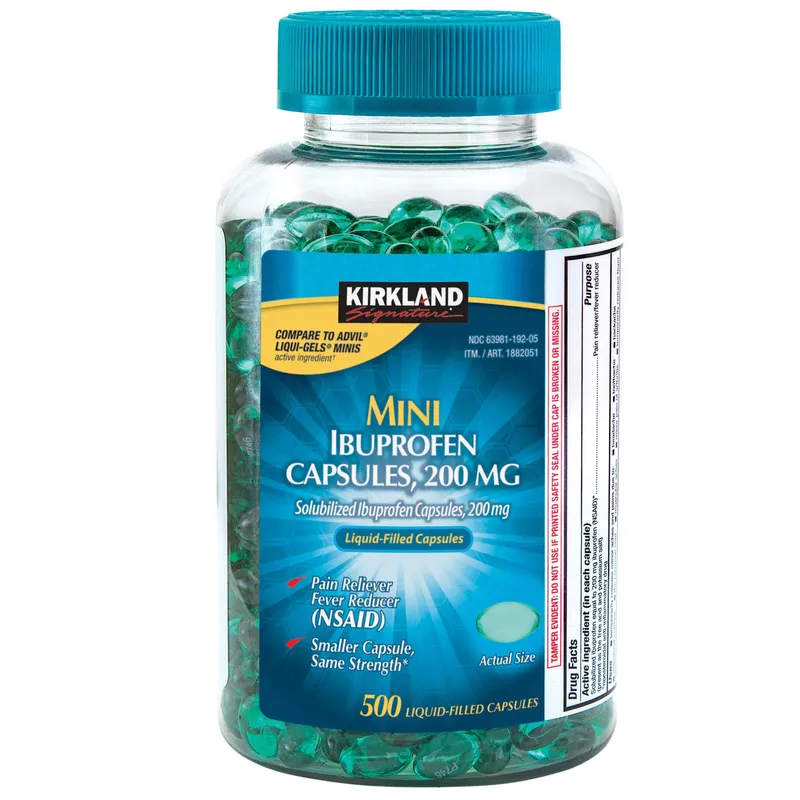 Kirkland Signature Mini Ibuprofen, 200 mg, 500 Liquid-Filled Capsules
