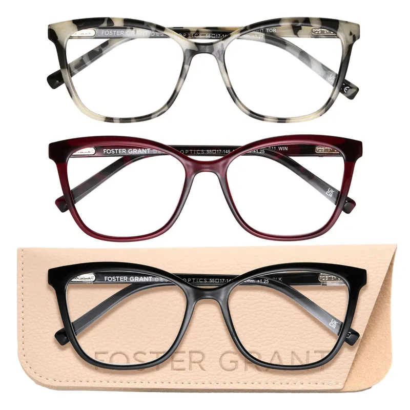 Design Optics by Foster Grant #811 Fashion Cateye Reading Glasses, 3-pack