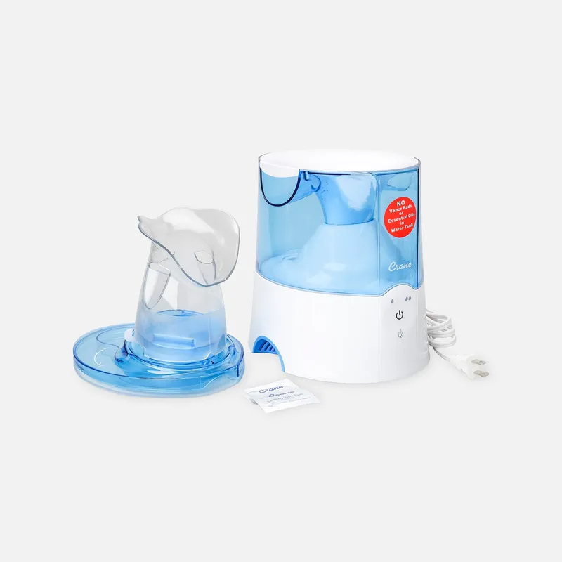 Crane 2-in-1 Warm Mist Humidifier and Steam Inhaler, Blue/White