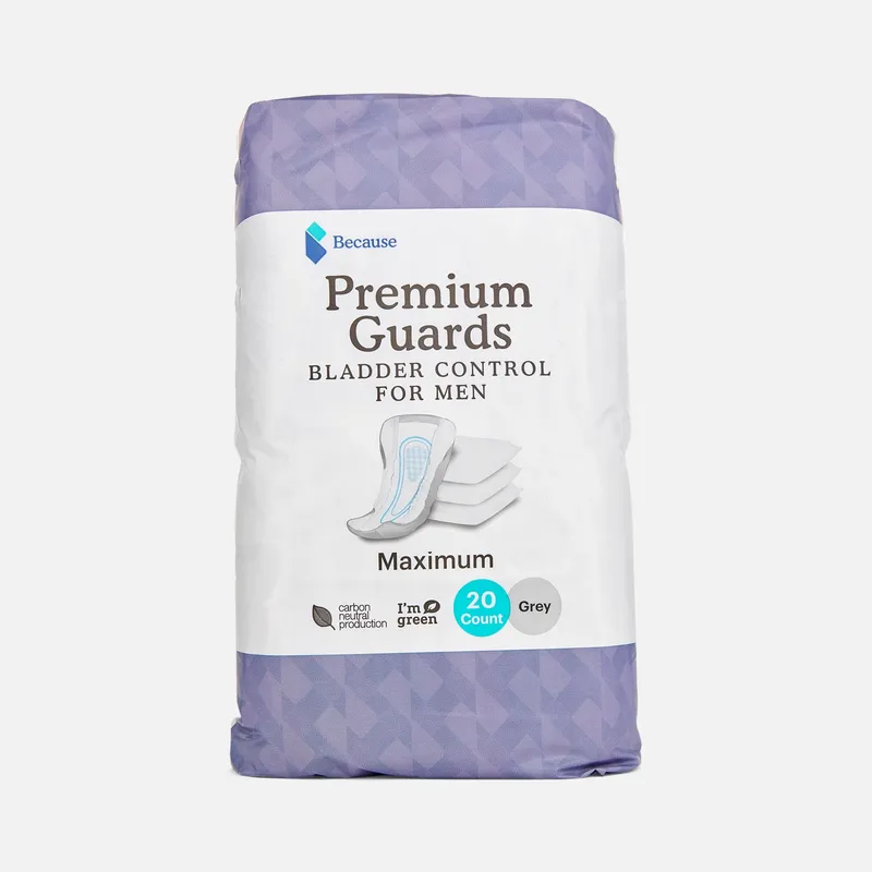 Because Premium Guards Bladder Control for Men, Maximum Absorbency, 20 ct.