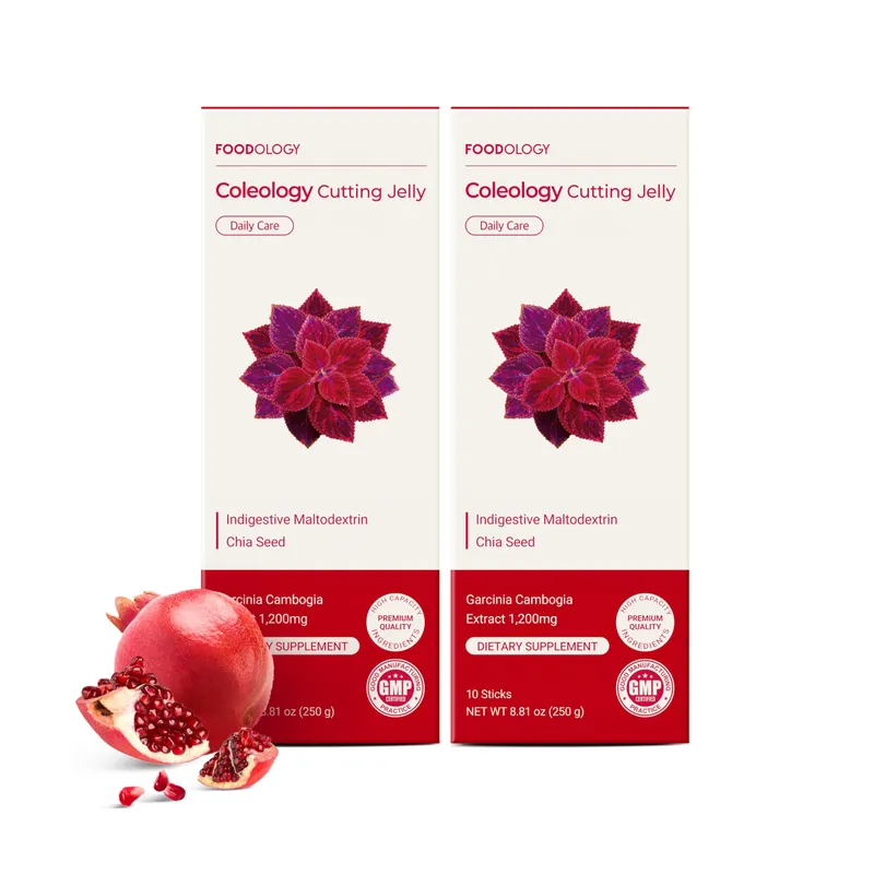 FOODOLOGY Coleology Cutting Stick Jelly (Pomegranate), 20 Sticks | Dietary Fiber Supplement for Weight Management, Chia Seeds & Garcinia Cambogia, Korean Weigh Loss, Appetite Suppressant