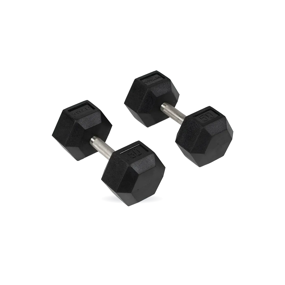 50 LB Straight Stainless Steel Hex Dumbbells
