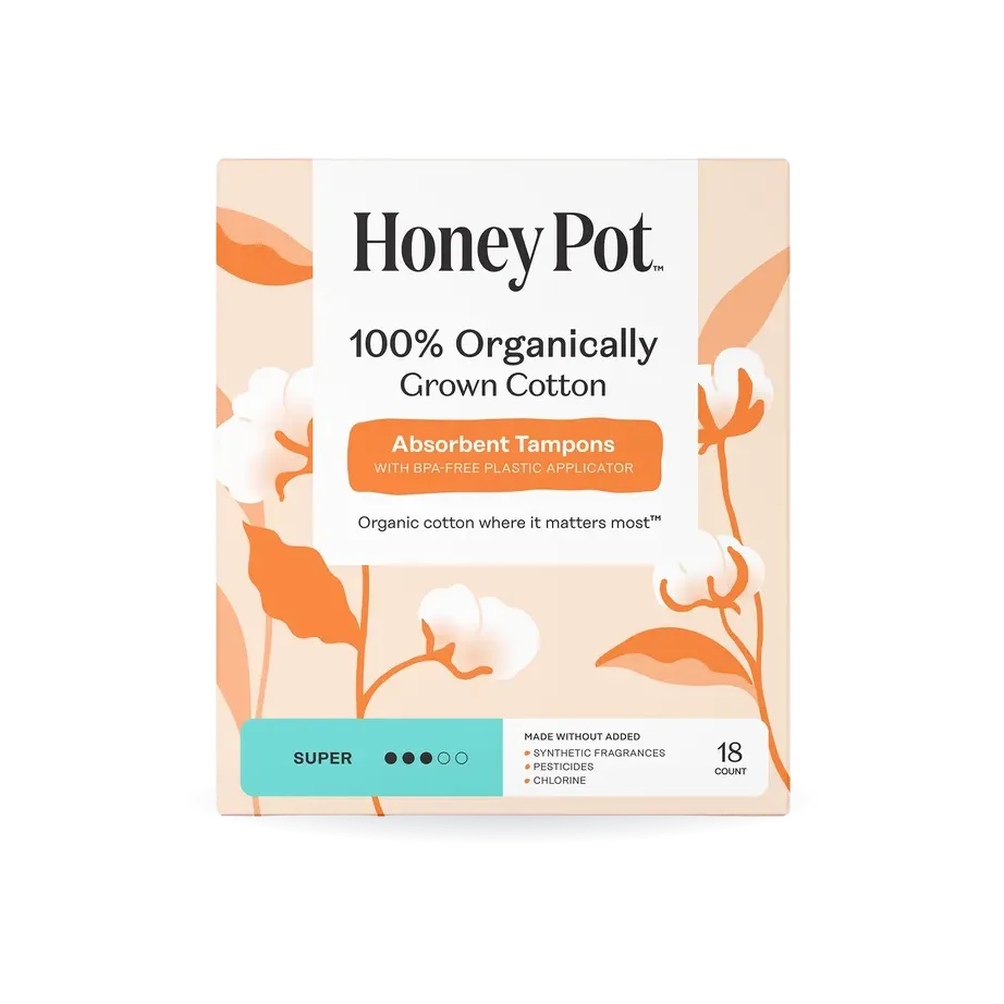 Super 100% Organically Grown Cotton BPA Free Plastic Applicator Tampons