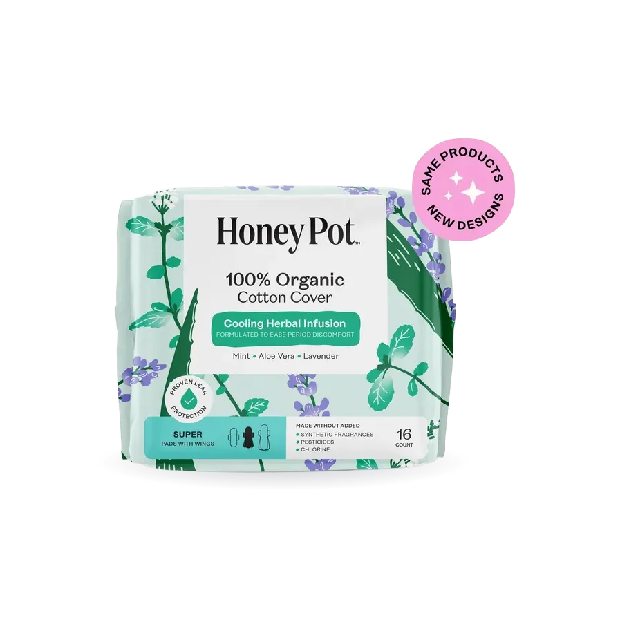 Organic Cotton Cover Cooling Herbal Infusion Super Pads