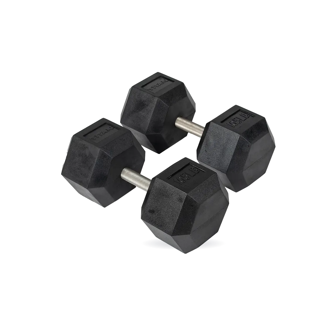 105 LB Straight Stainless Steel Hex Dumbbells