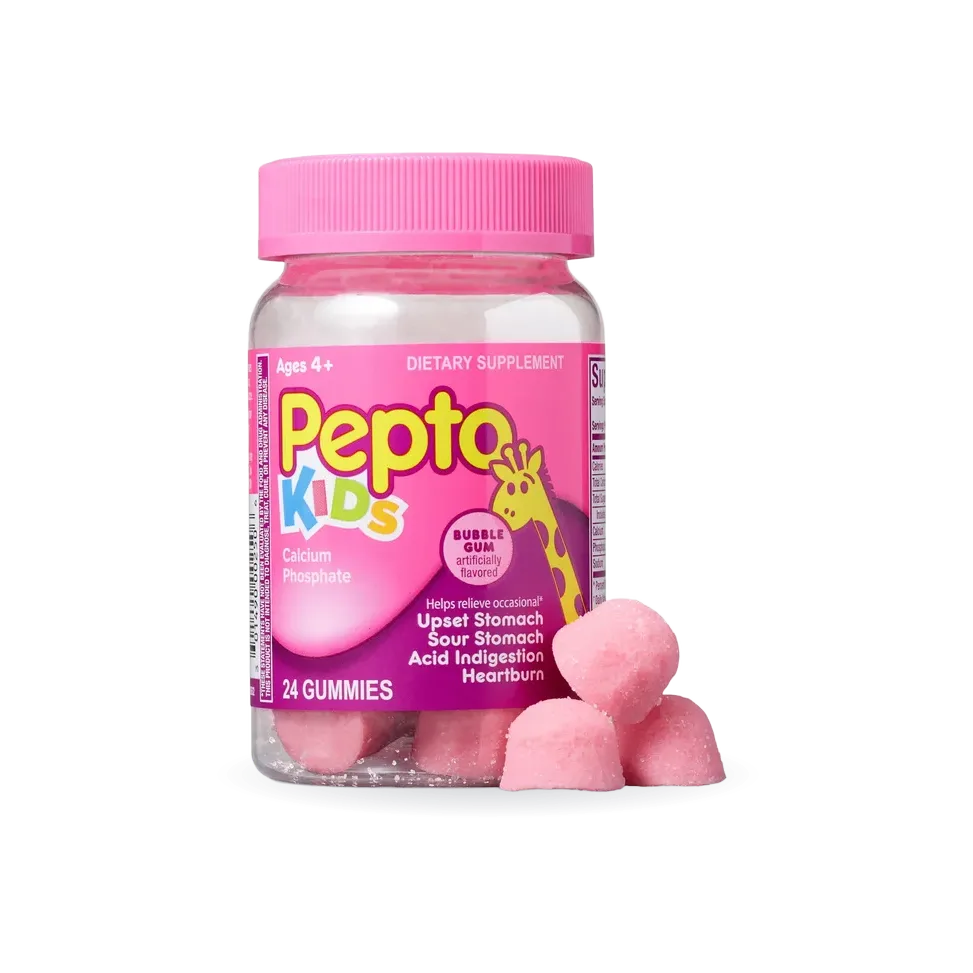 Pepto Kids Upset Stomach Relief Gummies, Bubblegum, 24 ct.