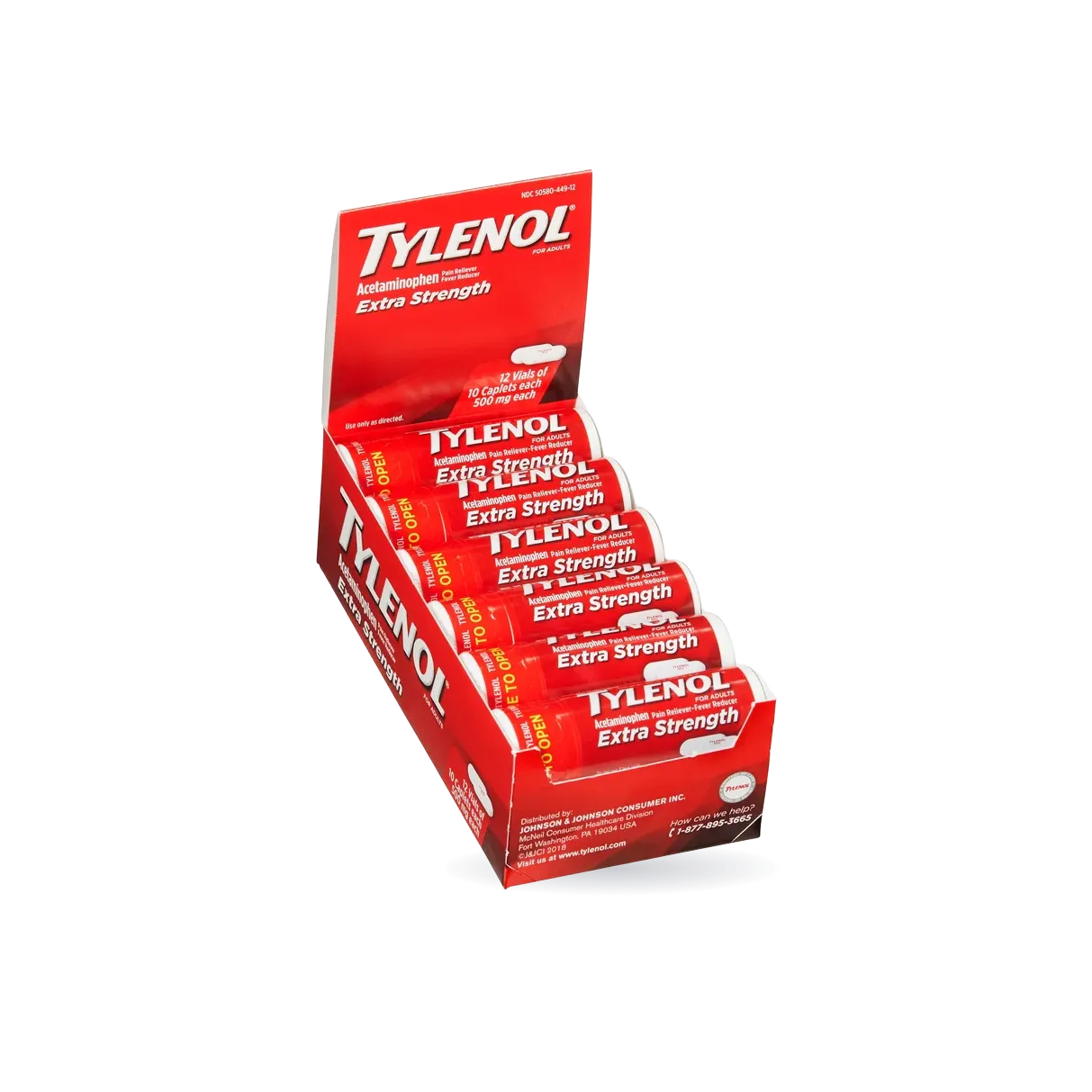 Tylenol Extra Strength Acetaminophen 500 mg Vials, 120 Caplets
