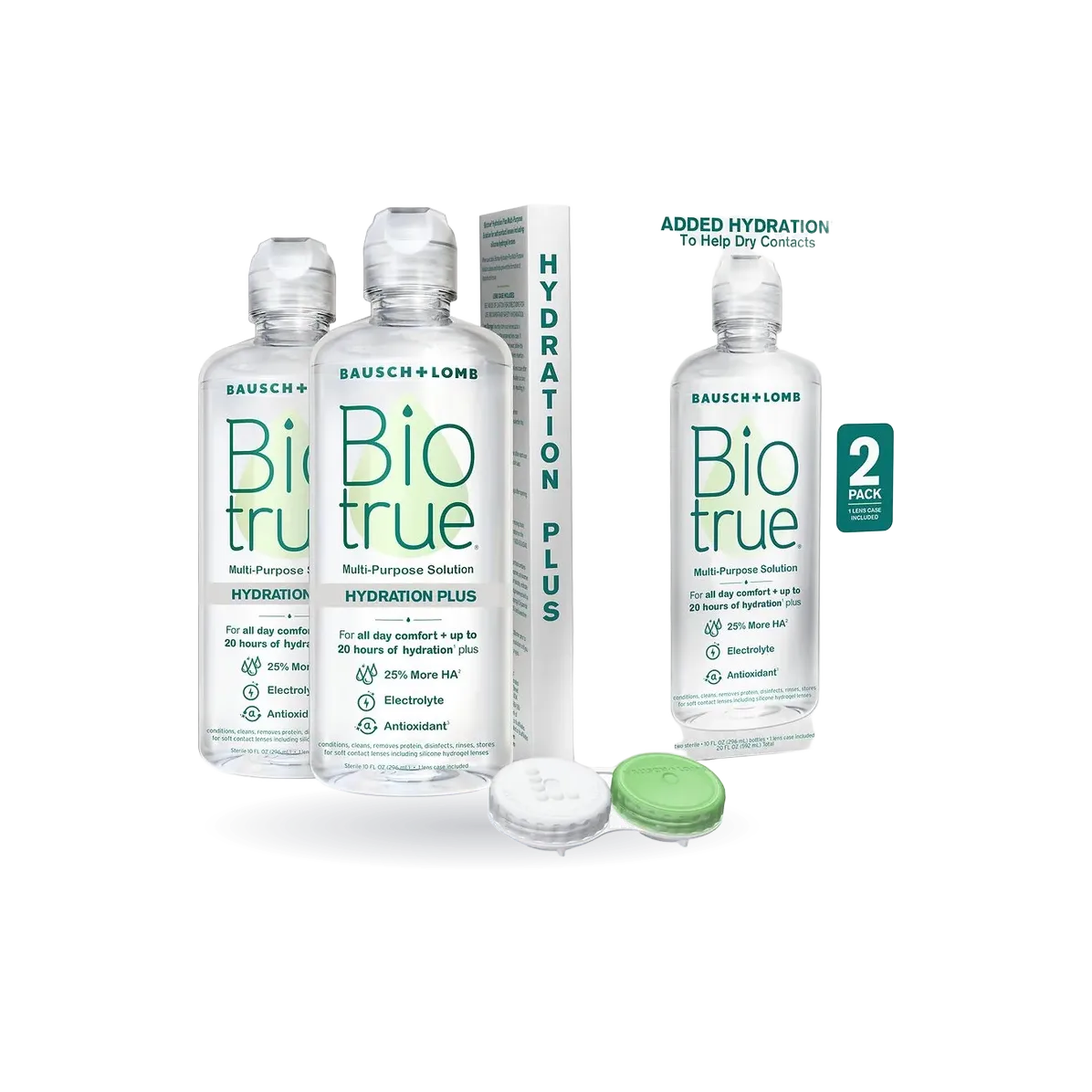 Biotrue Hydration Plus Multi-Purpose Contact Lens Solution With Lens Case, 10.0 fl oz, 2 pack