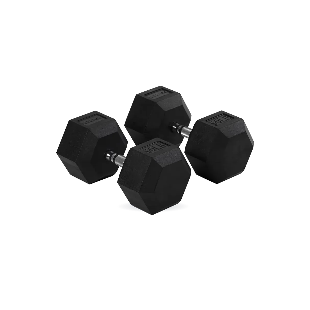 90 LB Rubber Hex Dumbbells