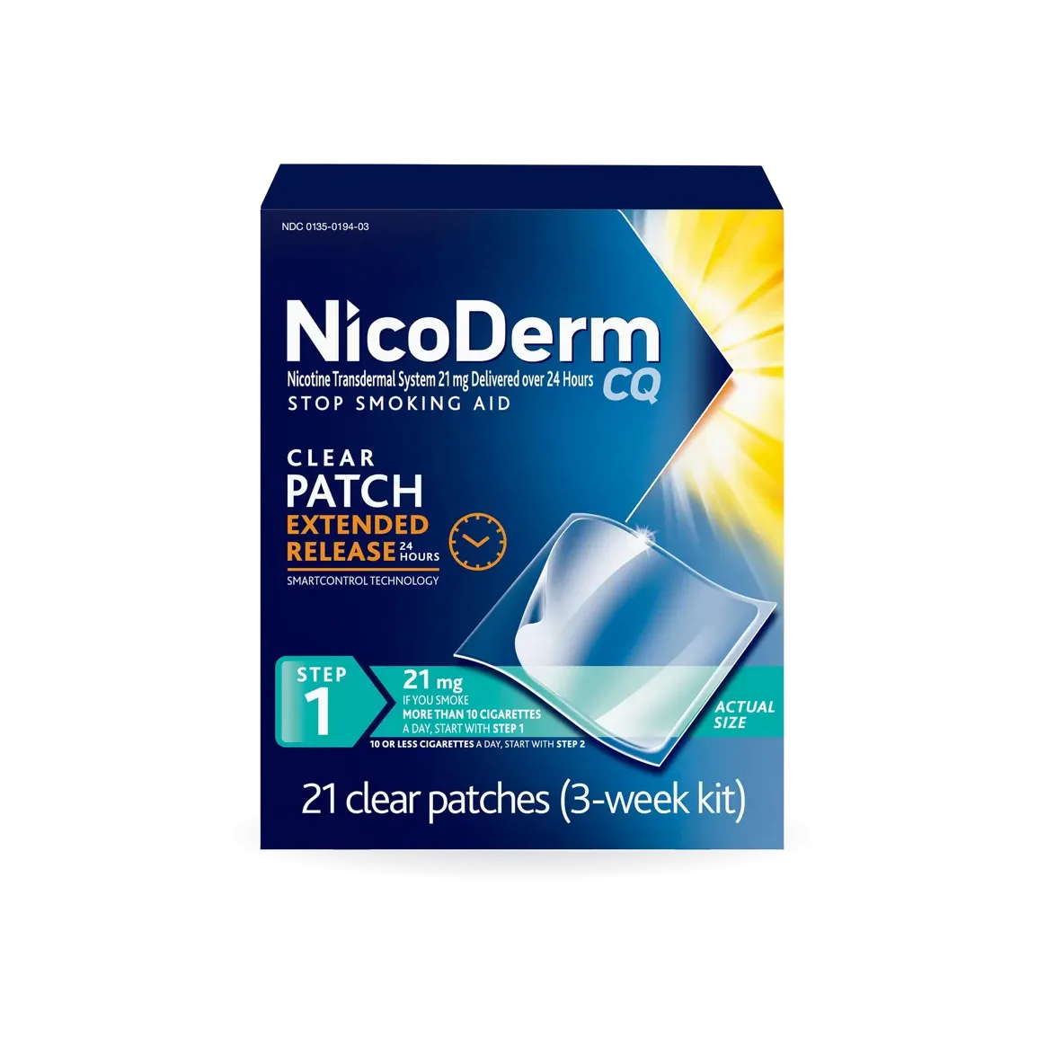 NicoDerm CQ Step 1 21mg, 21 Clear Patches