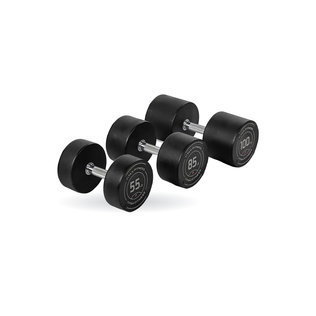55 LB - 100 LB Set Round Urethane Dumbbells