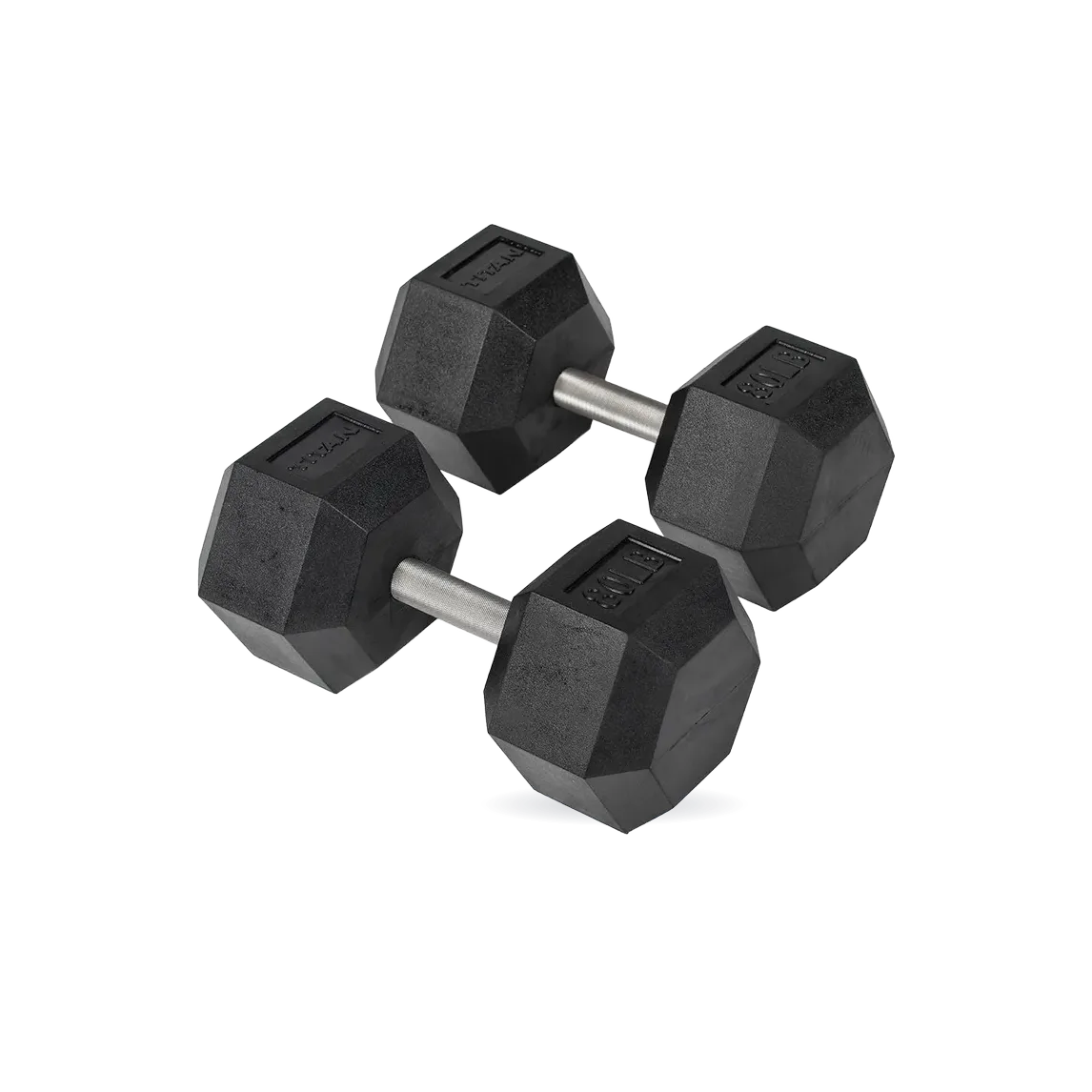 80 LB Straight Stainless Steel Hex Dumbbells