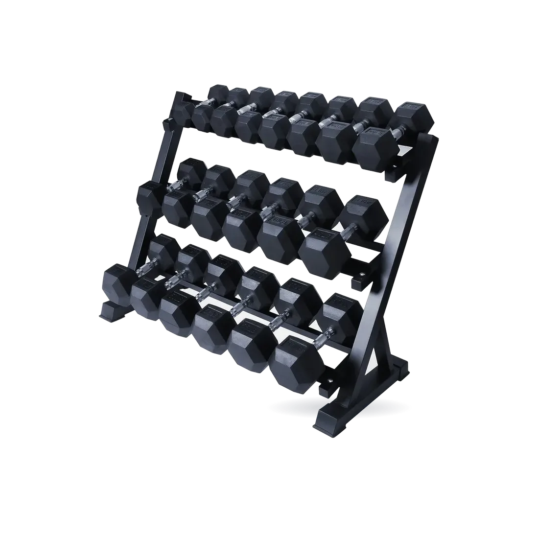 RitFit Rubber Hex Dumbbell Set with Rack