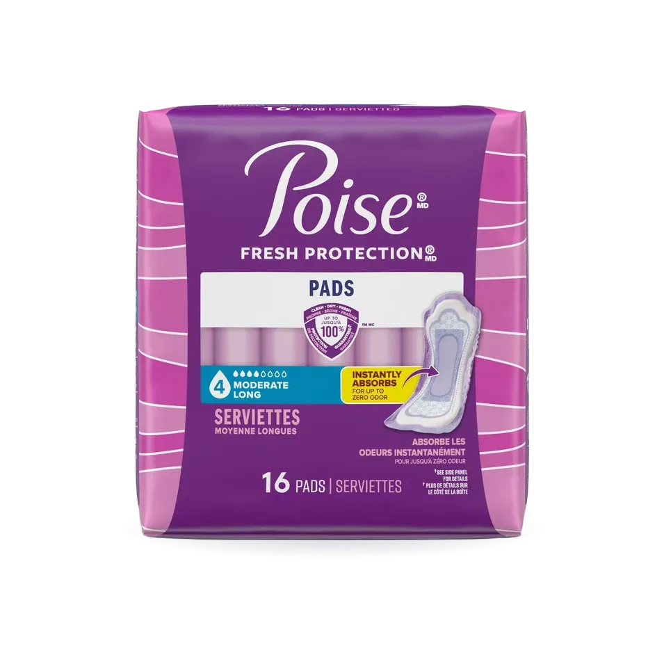 Poise Incontinence Pads, Moderate Long, 16 ct.