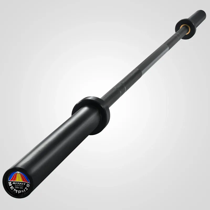 RitFit Solid Black Olympic Barbell for Home Gym