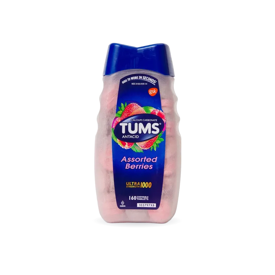 TUMS Ultra Strength Chewable Antacid Tablets, Assorted Berries, 160 ct.