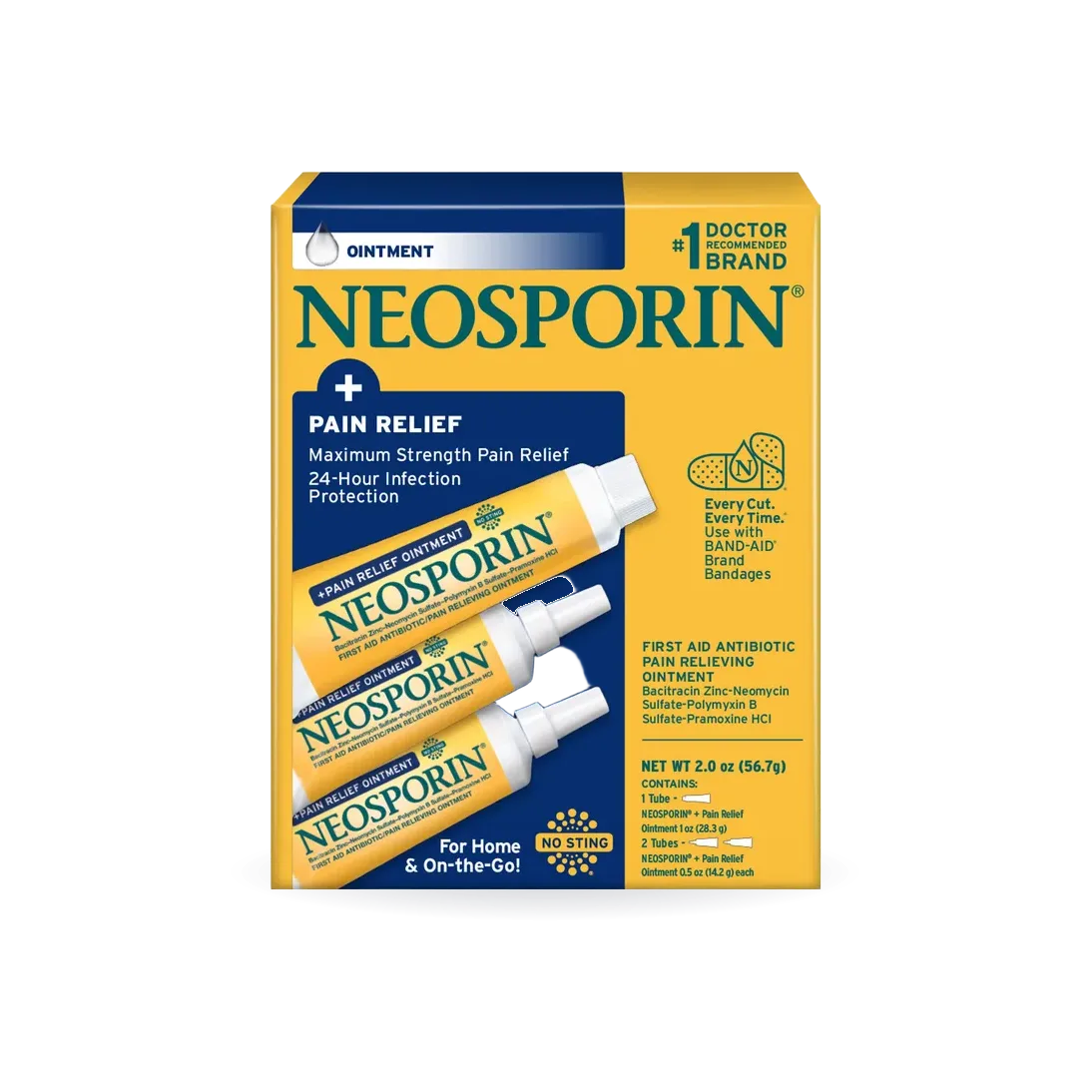 Neosporin + Max Strength Pain Relief Dual Action Topical Antibiotic Ointment, 2 Ounces