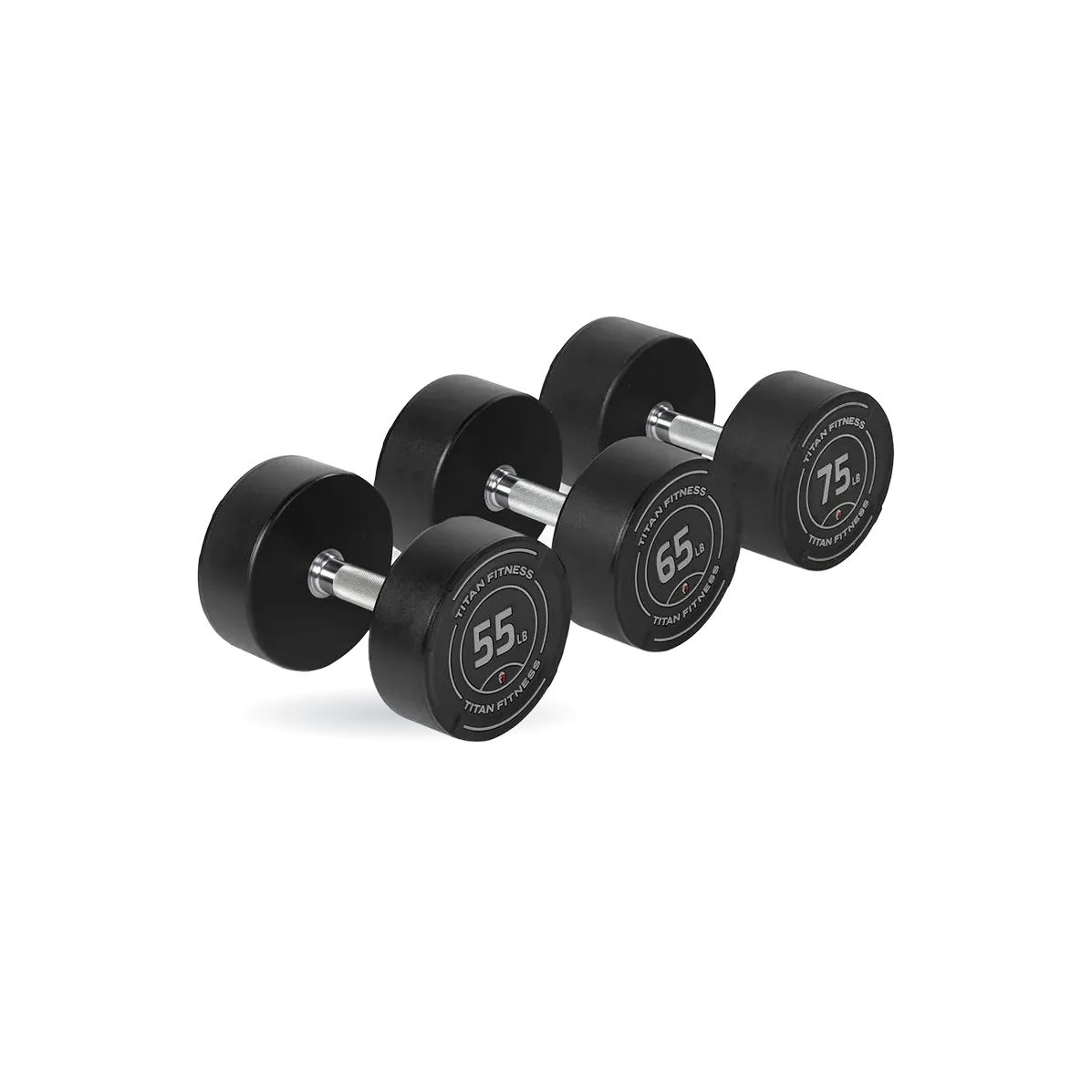 55 LB - 75 LB Set Round Urethane Dumbbells