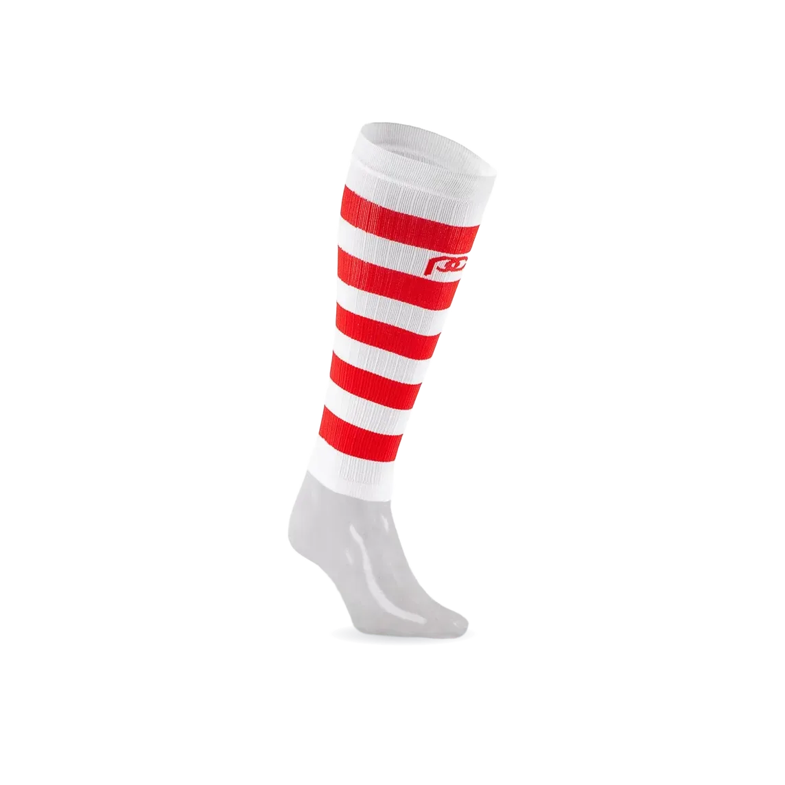 Calf Sleeves, White and Red Stripe