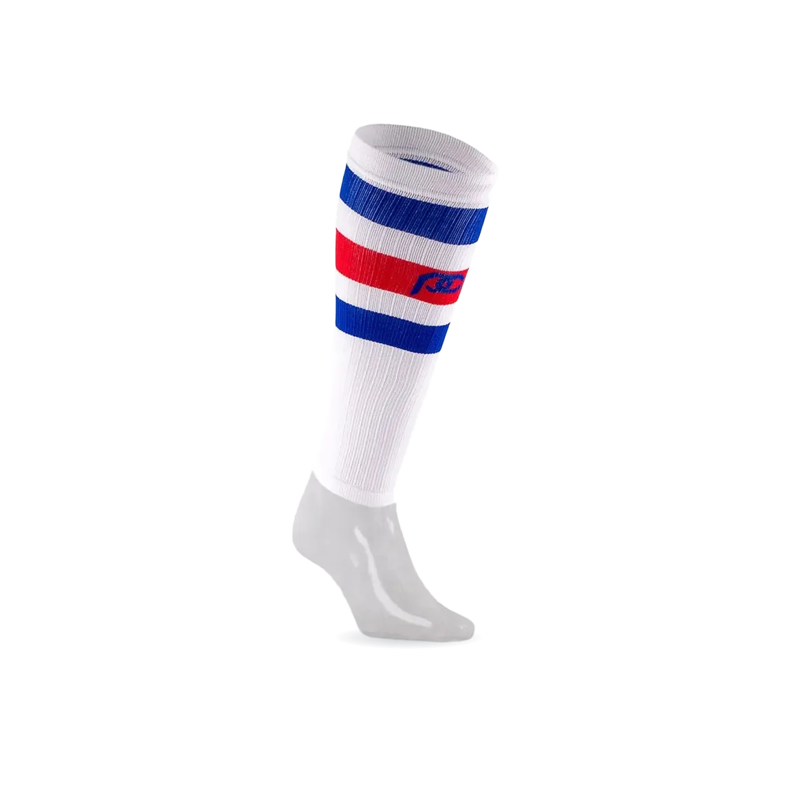 Calf Sleeves, White, Red and Blue Stripe