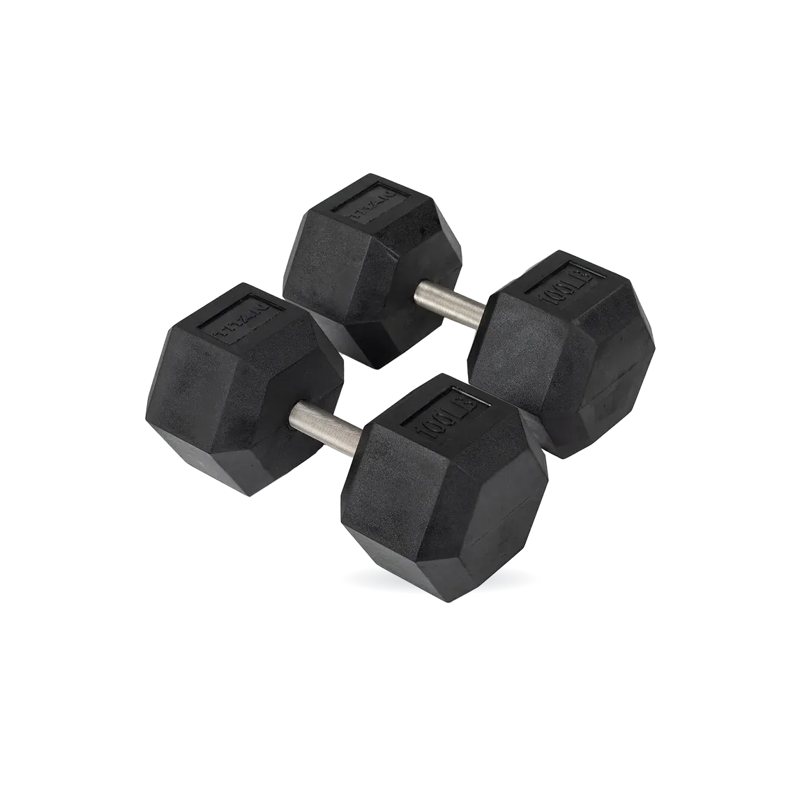 100 LB Straight Stainless Steel Hex Dumbbells