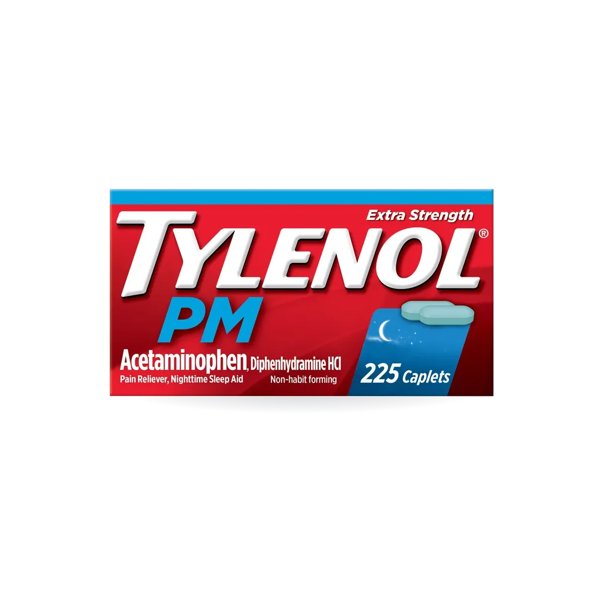 Tylenol PM Extra Strength Acetaminophen 500 mg Pain Reliever & Sleep Aid, 225 Caplets