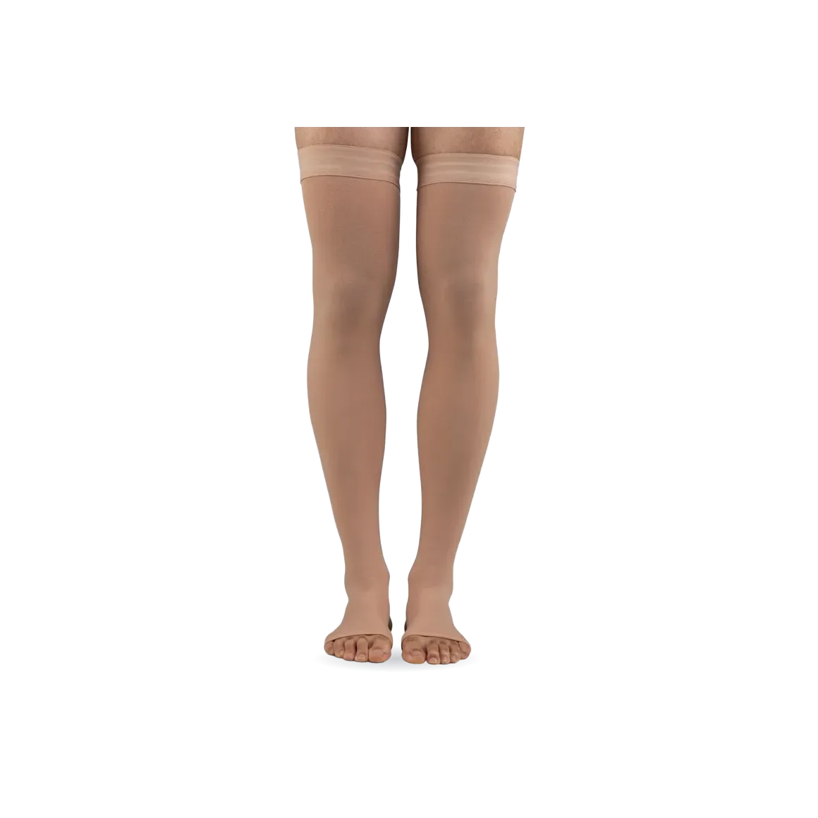 Microfiber Opaque +Plus Thigh High Stockings Open Toe 20-30mmHg