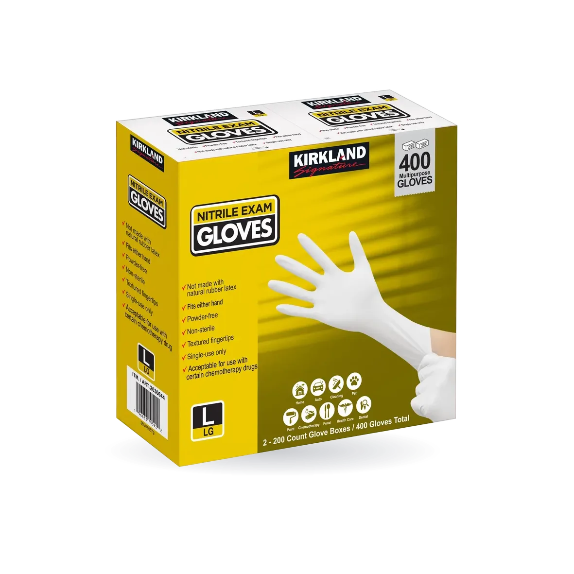 Kirkland Signature Nitrile Exam Gloves, 400-count, Size Large