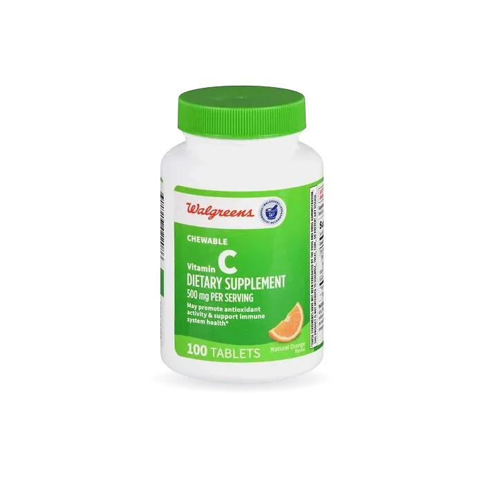 Walgreens Chewable Vitamin C 500 mg Tablets (100 days) Natural Orange (Packaging May Vary), 100.0 ea