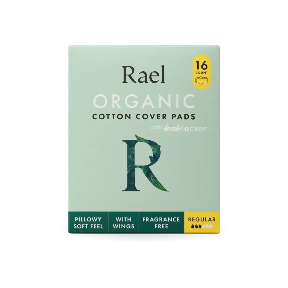 Rael Organic Cotton Cover Pads, Regular, 16 ct.