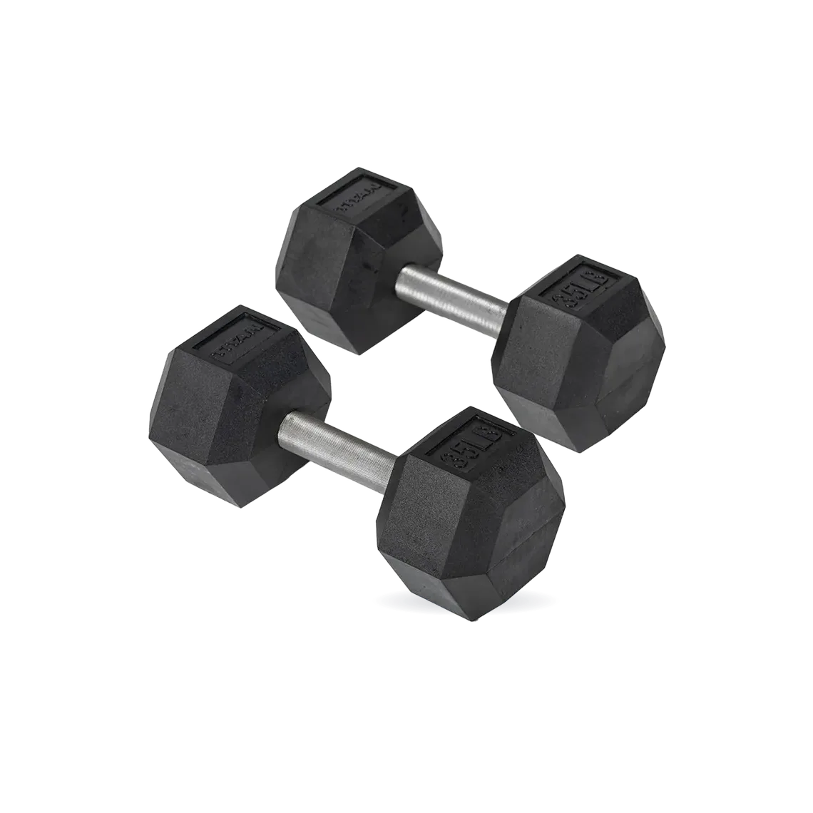 35 LB Straight Stainless Steel Hex Dumbbells