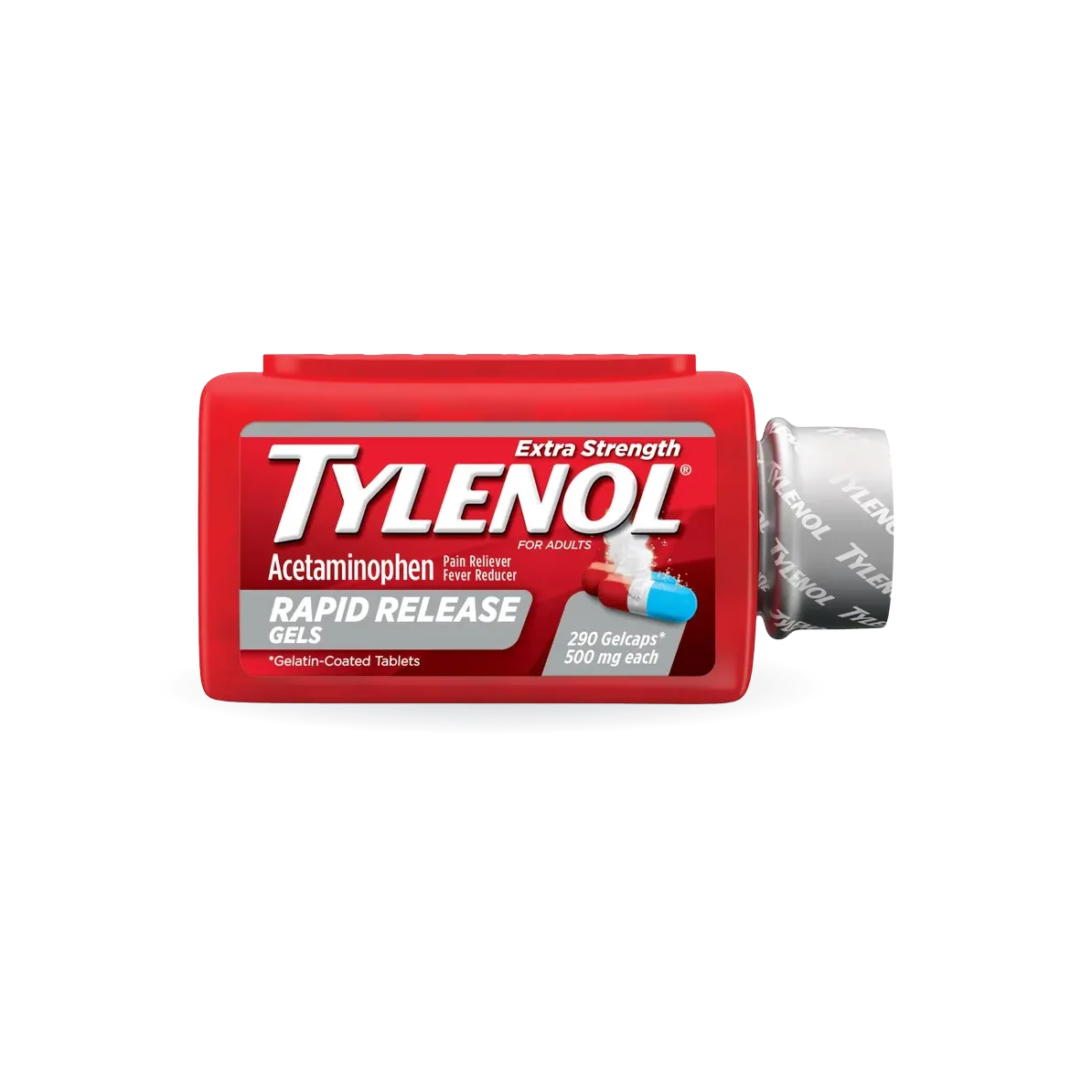 Tylenol Extra Strength Acetaminophen 500 mg, Pain & Fever Relief, 290 Rapid Release Gelcap Tablets