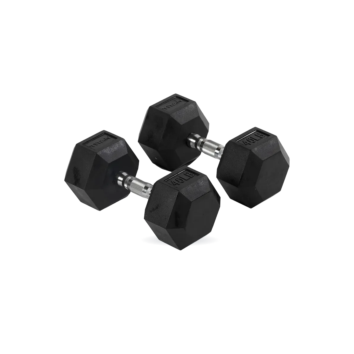 40 LB Rubber Hex Dumbbells