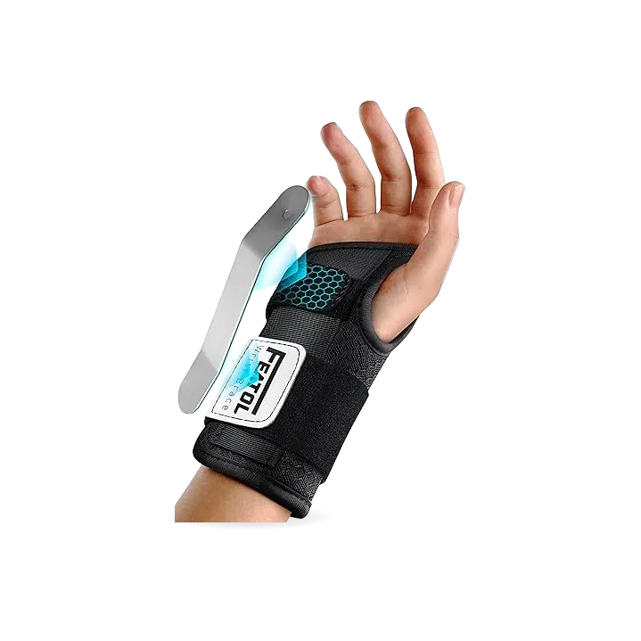 FEATOL 2 Pack Carpal Tunnel Wrist Brace For Work With Wrist Splint, 6.5'' Wrist Brace Night Support For Women Men, Pain Relief For Tendonitis, Arthritis, Pregnancy, Typing, Right and Left Hand, Medium