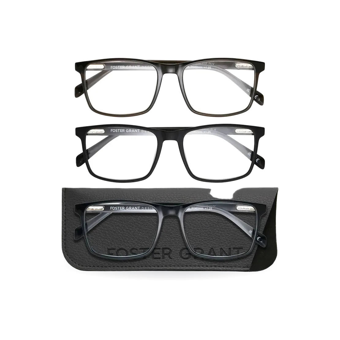 Design Optics by Foster Grant #815 Classic Plastic Square Reading Glasses, 3-pack
