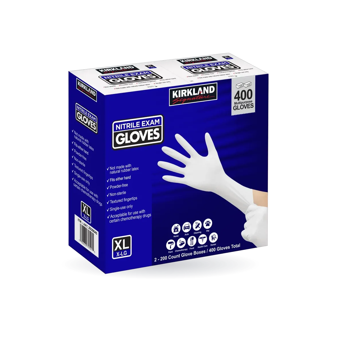 Kirkland Signature Nitrile Exam Gloves, 400-count, Size Extra Large