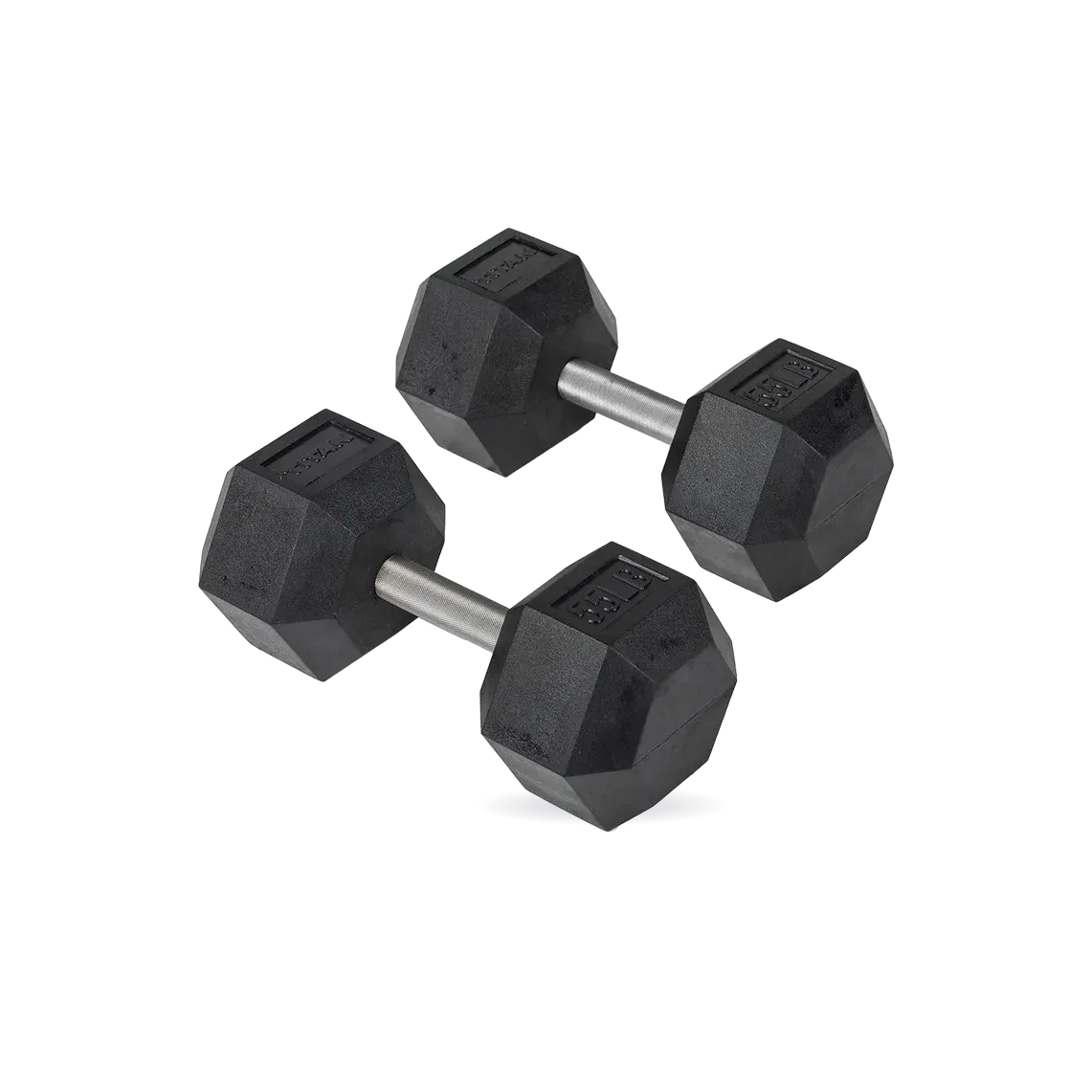 55 LB Straight Stainless Steel Hex Dumbbells