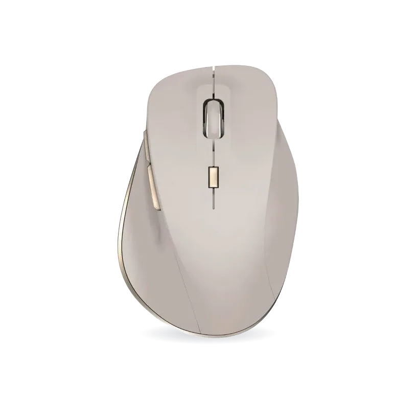 North Wireless Ergonomic 6 Button Mouse - Beige: Business Use, Built-In Rechargeable Battery, No Wired Ports