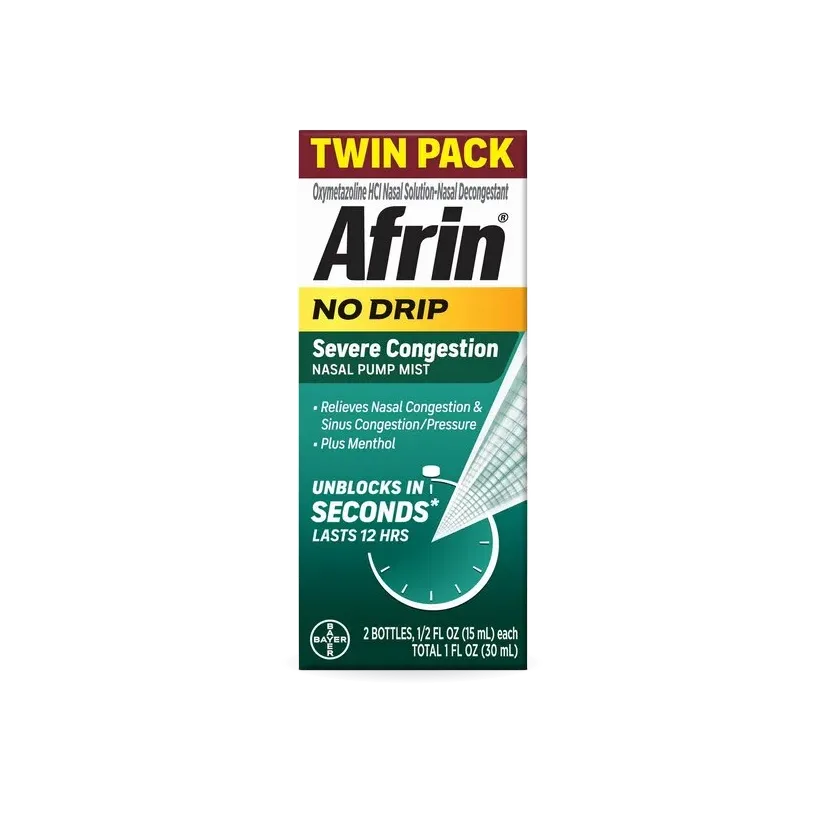 Afrin No Drip Severe Congestion Nasal Decongestant Pump Mist, 2 Count