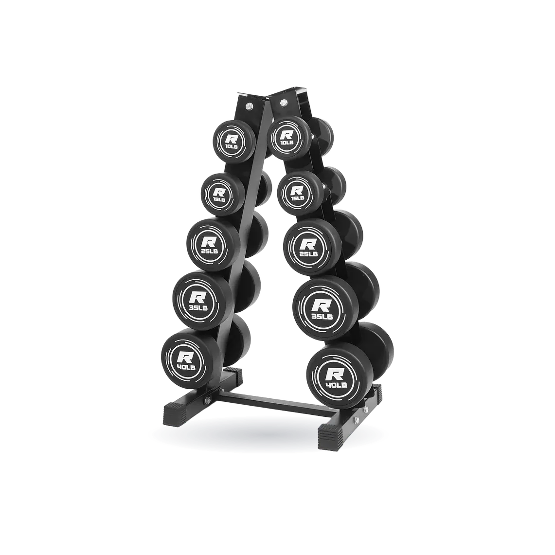 RitFit PVC-Coated Round Dumbbells Set with Rack